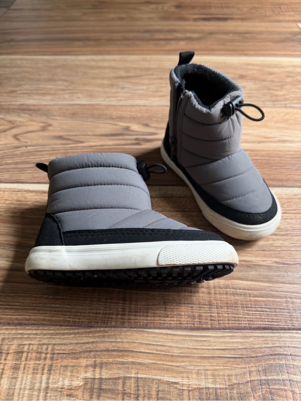 Cat and Jack Toddler Gray Quilted Winter Slip-On Boot Sneaker